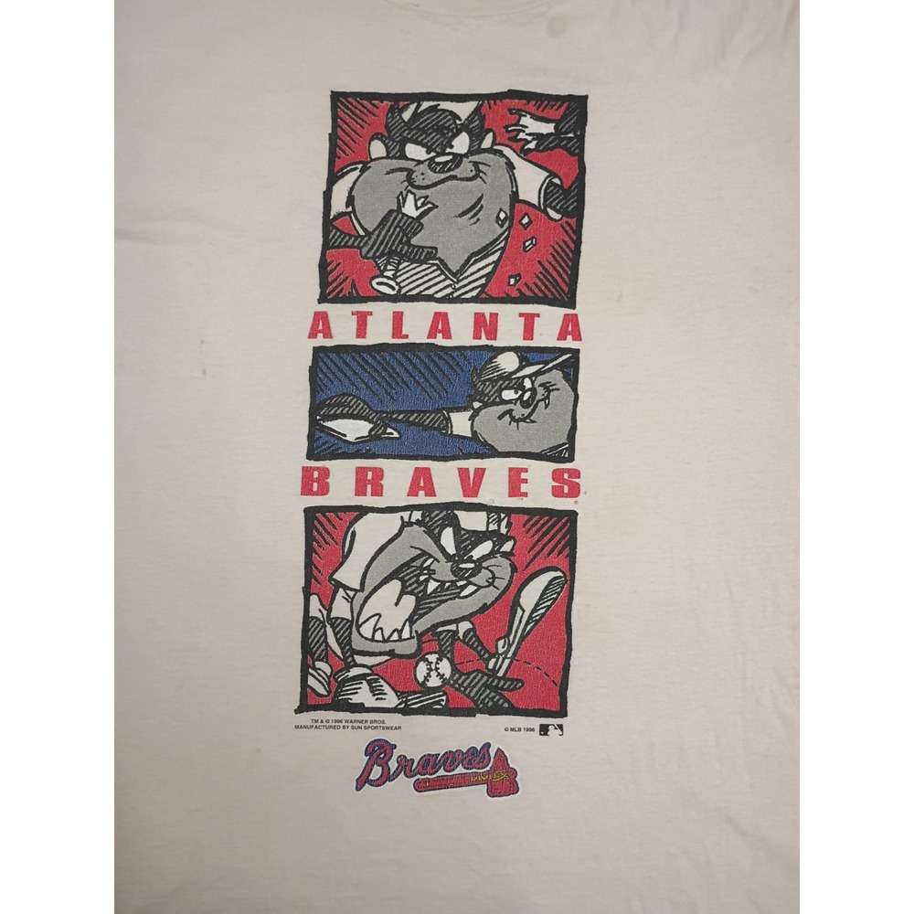 Vintage 1996 Atlanta Braves Taz Looney Tunes Sun Sportswear XXL Single Stitch